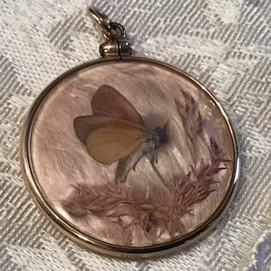 Antique Victorian Gold Sterling Silver Double Sided BUTTERFLY Locket Pendant  ~ Circa 1900&#39;s