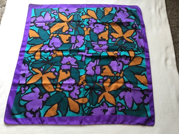 Vintage Large Polyester Italian Purple Orange Gre… - image 2