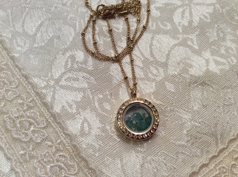 Gold Cotton Filled Gift Box for Free Antique Silver Chain Necklace with Round Turquoise Stone Tassel and a Crystal