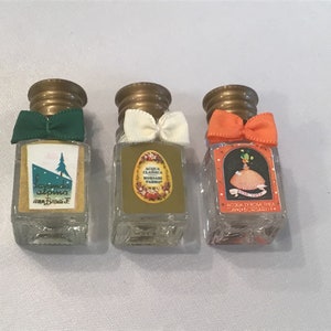 Choice of One ~  Mini Vintage 1870 Borsari Miniature Scent Perfume Bottle with Bow ~  Evaporated
