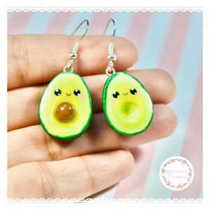 Avocado Kawaii Earrings Polymer Clay Handmade Jewelry Gift Girl Idea