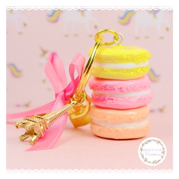 Macaron Schlüsselanhänger Miniatur Essen Polymer Clay handgemacht Schmuck Geschenk Mädchen