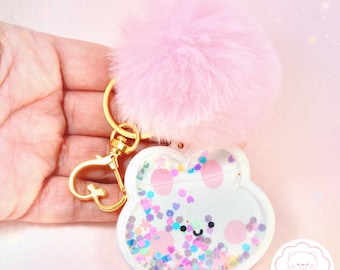 Liquid Shaker Bunny Acrylic Keychain Backpack Kawaii Handmade Jewelry Accessories Gift Girl Ideas