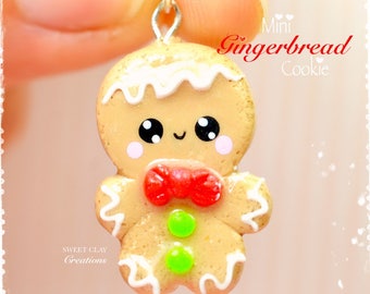 Ginger Bread Man Cookie Kawaii Charm Pendant Necklace Charm Christmas Polymer Clay Charm Handmade Jewelry Gift Girl Christmas