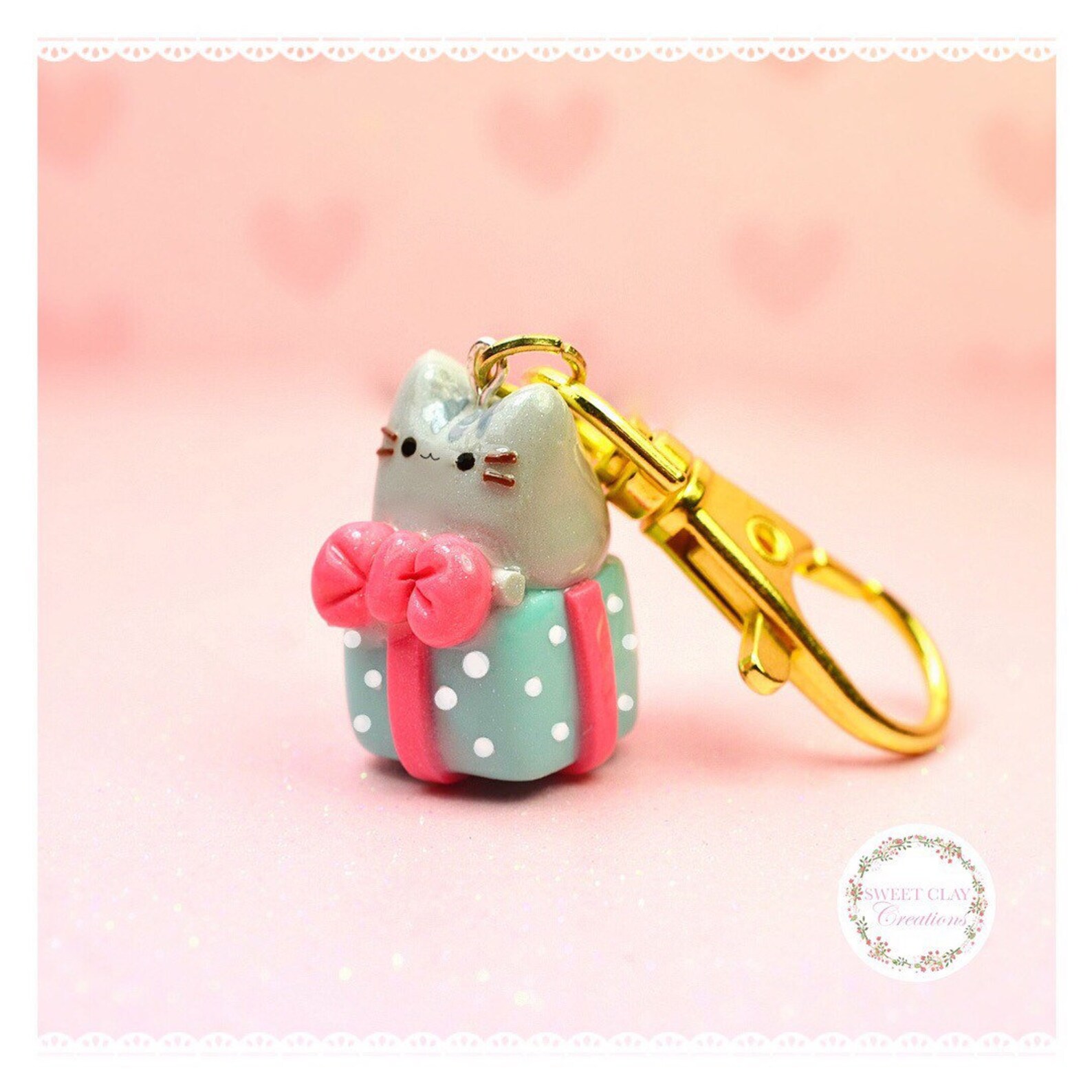 Pusheen Cat Gift Keychain Charm Polymer Clay Handmade Jewelry Etsy