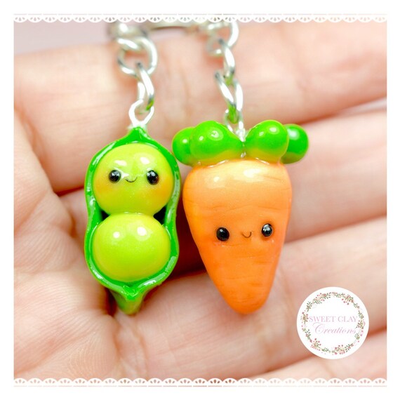 BFF Guisantes Y Zanahorias Kawaii Charm Llavero Joyería de Etsy España