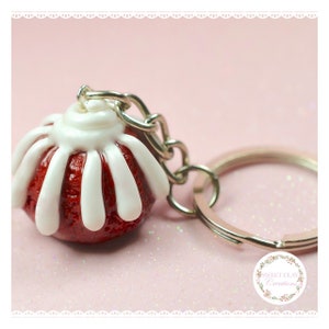 Red Velvet Bundt Cake Earrings Keychain Charm Miniature Food Jewelry Polymer Clay Handmade Gift Girl