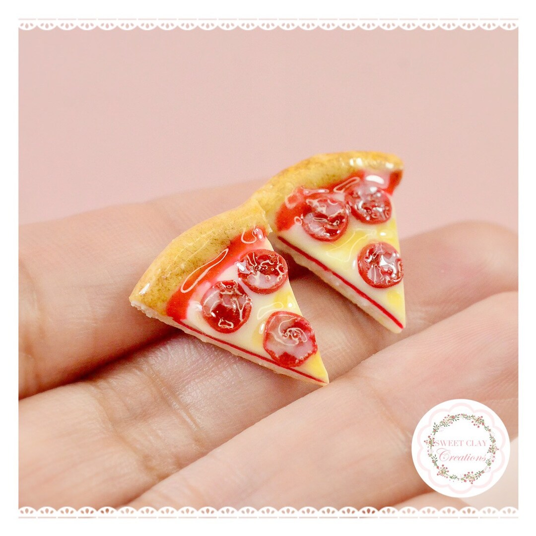 Mini Pepperoni Pizza Stud Earrings Polymer Clay Handmade Etsy