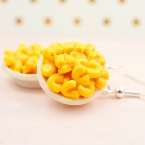 Macaroni and Cheese Charm Keychain Earrings Pendant Miniature Food Jewelry Polymer Clay Food Handmade Gift Girl  Sterling Silver