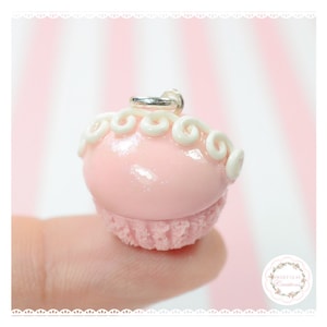 Pink Hostess Cupcake Charm Pendant Necklace Polymer Clay Miniature Food Jewelry Handmade Gift Girl