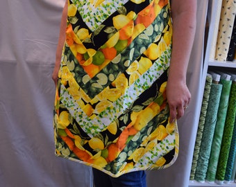 Citrus Chef Style Apron.  Made with assorted Lemon, Lime and Orange Fabrics,  Handmade Apron, Free Shipping