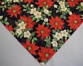 Christmas Table Runner, 54 Inch,  Red Poinsettias with Holly, Elegant Table Runner,  Handmade Table Runner, Free Shipping