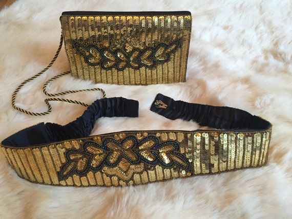 Gold Sequin Evening Bag With Matching Belt - Etsy display picture 3