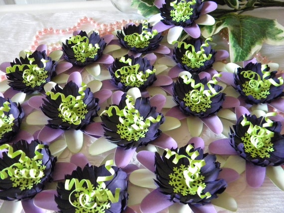 Paper Flowers Purple Lime Green White Passion Flowers 25 Etsy