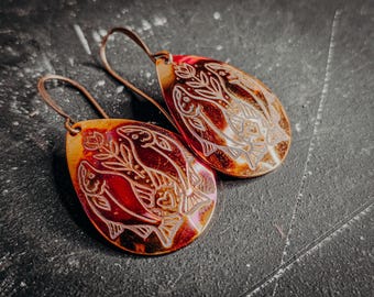 Fishy Love Story | Fire Painted Copper Earrings | It Started With a Fish | Endless Alaskan Summer | Handcrafted Copper Earrings