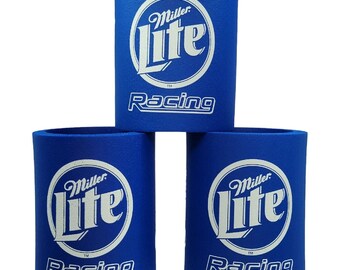 2002 Miller Lite Racing Blue Logo Foam Neoprene Beer Can Bottle Koozie Coozie 3