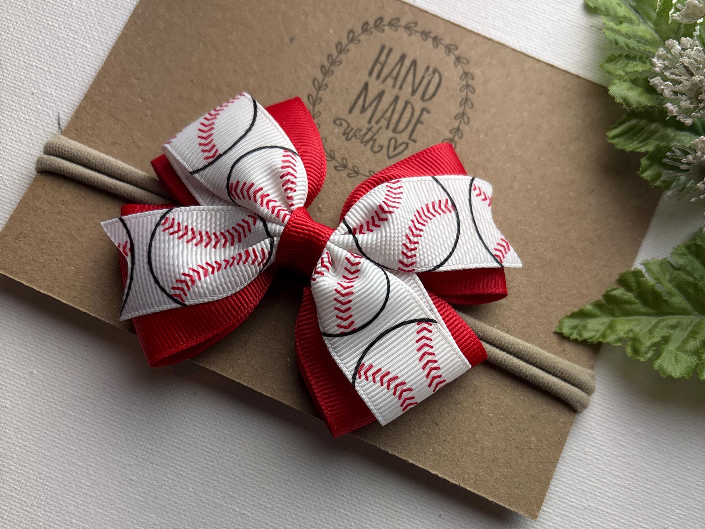 Baseball Baby Nylon Headband | Soft Stretchy Pinwheel Bow Select Your ...
