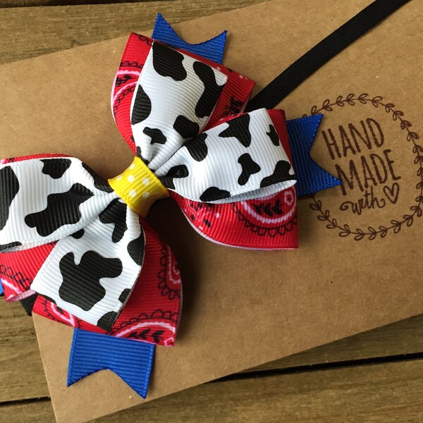 Jessie inspired Cowgirl Hair Bow Headband , Cute Vacation Bow for any Jessie the Cowgirl fan