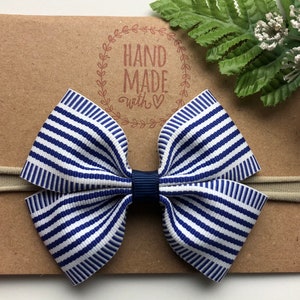 Navy Blue Baby Nylon Headband , Navy Baby Headband , Navy Blue Baby Bow , Newborn Headband , Nautical Baby Headband, Beach Baby Bow image 3