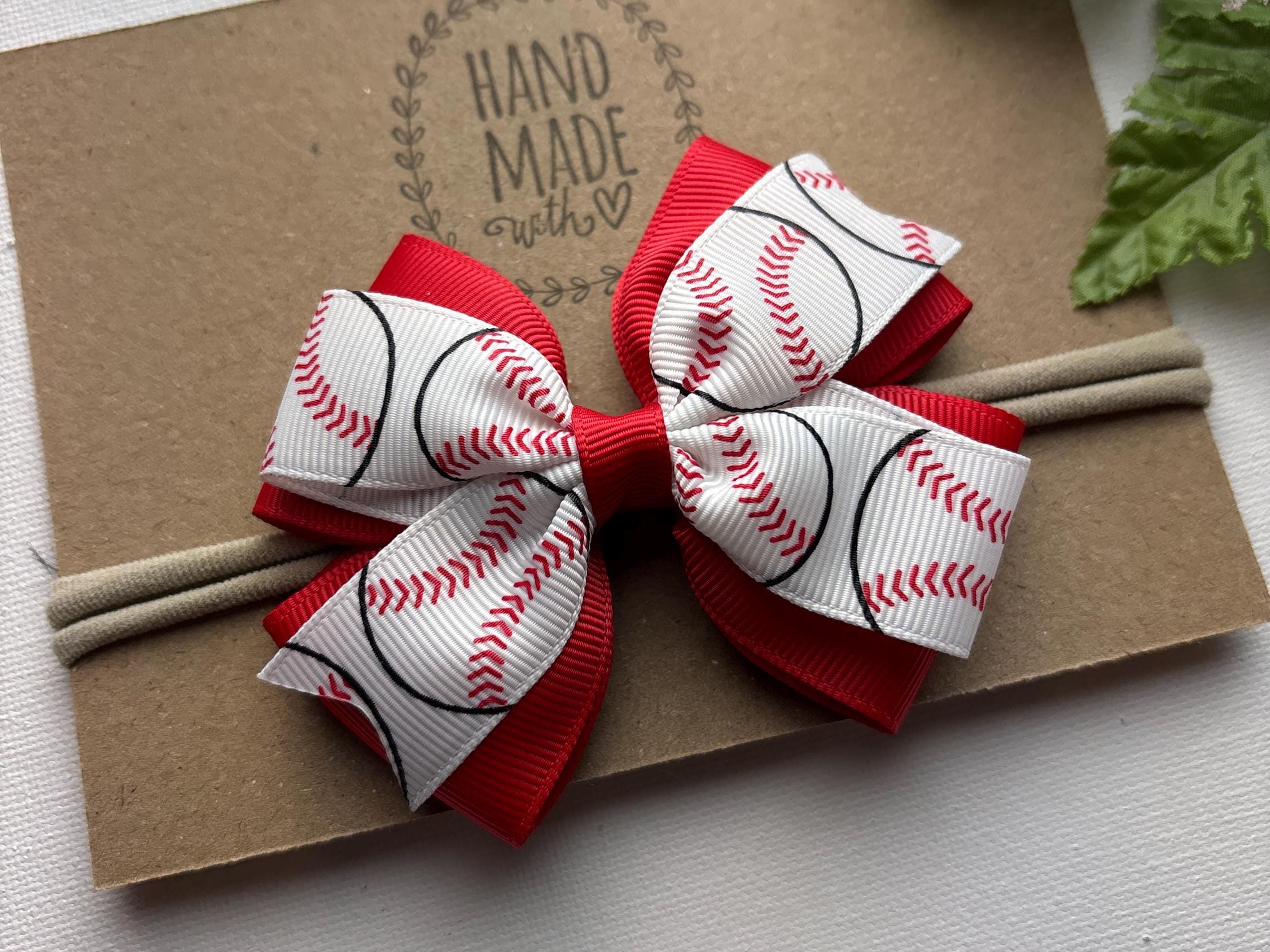 Baseball Baby Nylon Headband | Soft Stretchy Pinwheel Bow Select Your ...