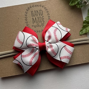 Baseball Baby Nylon Headband | Soft Stretchy Pinwheel Bow Select your Teams Color