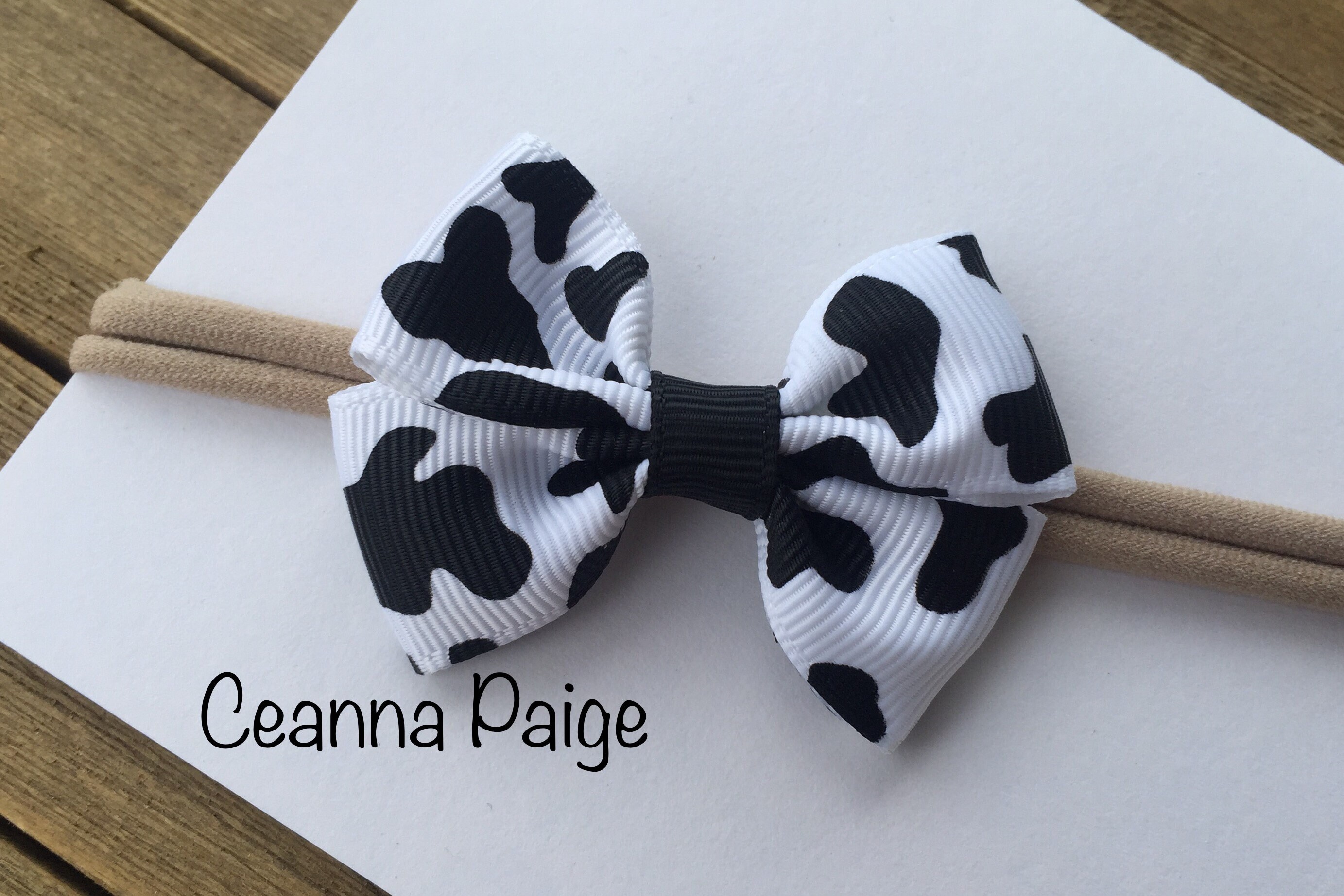 Cow print baby headband cow hair bow cowgirl baby headband Etsy