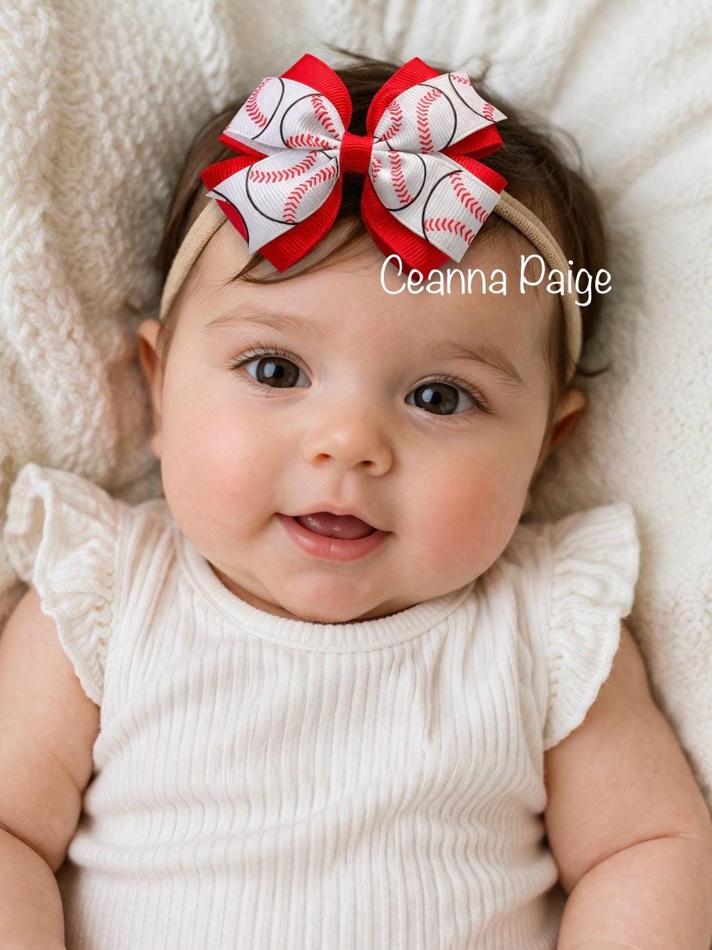 Baseball Baby Nylon Headband | Soft Stretchy Pinwheel Bow Select Your ...