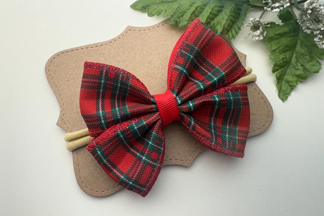 Classic Plaid Baby Headband with Soft Elastic Back