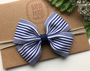 Navy Blue Baby Nylon Headband , Navy Baby Headband , Navy Blue Baby Bow , Newborn Headband , Nautical Baby Headband, Beach Baby Bow