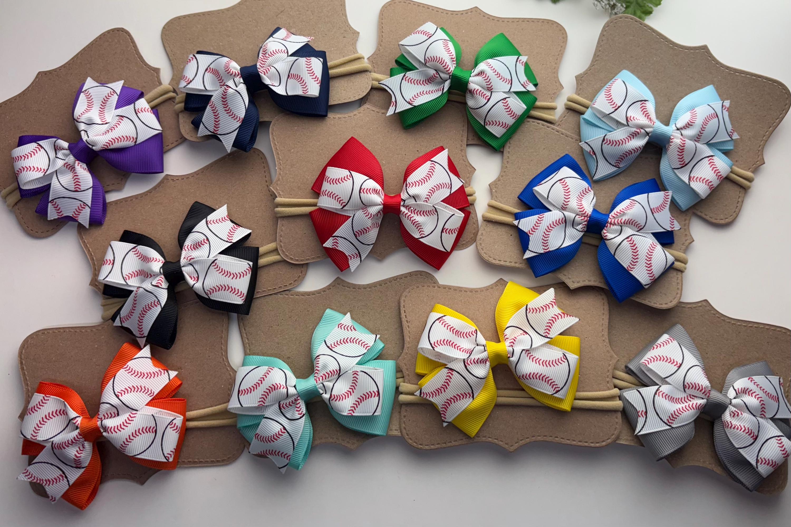 Baseball Baby Nylon Headband | Soft Stretchy Pinwheel Bow Select Your ...