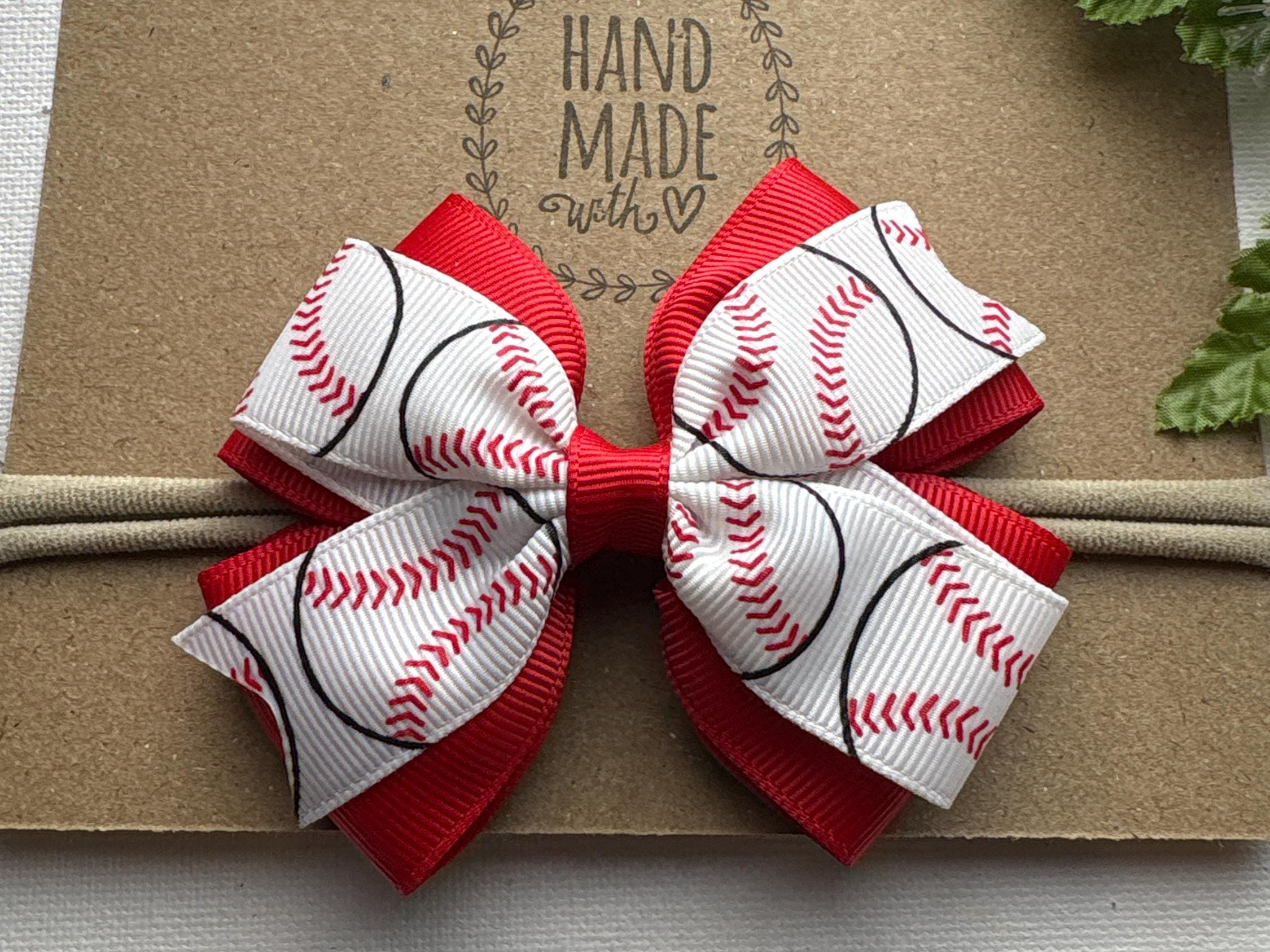 Baseball Baby Nylon Headband | Soft Stretchy Pinwheel Bow Select Your ...