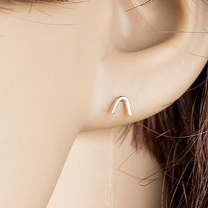 Gold V Geometric Chevron Stud Earrings