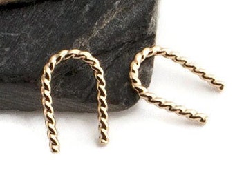 Minimalist Gold Arc Earrings Horseshoe Bar Earrings Line Wishbone Earrings, Modern THICK 10x1.2mm