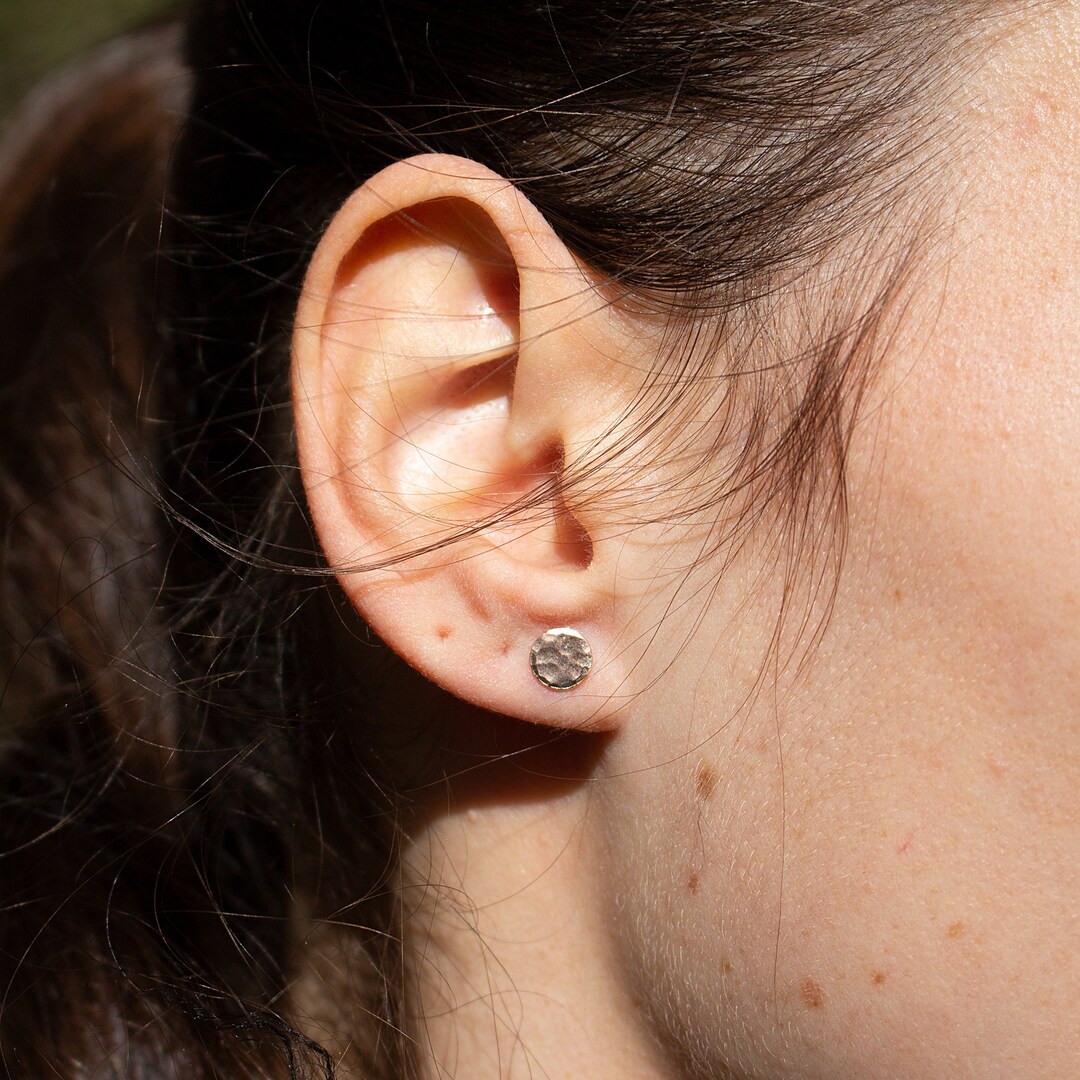 Rose Gold Delicate Hammered Disc Post Stud Earrings, 5mm - Etsy