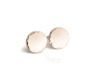 Edge Hammered Studs, Minimalist Earrings, Flat Earrings, Disc Earrings, Post Earrings, Stud Earrings, Gold Earrings, Handmade Earrings, Gift