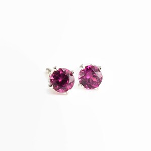 Red Rhodolite Stone Earrings, Stone Studs, Handmade Earrings, Post Earrings, Stud Earrings, Sterling Silver, Minimalist Jewelry, 3