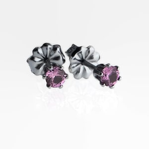 Genuine Rhodolite Garnet Stone Sterling Silver 925 Post Stud Earrings