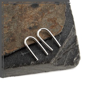 Silver Round Arc Drop Minimalist Earrings, THIN 13x1mm