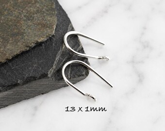 Mini Arc Earrings Sterling Silver, Minimalist Line Horseshoe Design, Tiny 13x1mm Jewelry