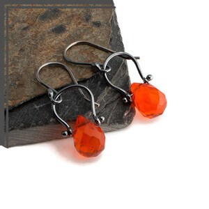 Red Quartz Stone Earrings, Red Earrings, Quartz Stone Handmade Earrings, Sterling Silver Earrings, Gift jewelry, Gift for Her