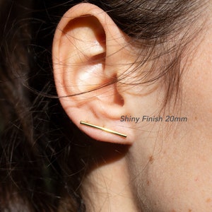 Extra Long SINGLE Bar, 20mm T - bar Stud Earring, Gold Bar, Earring Bar Stud, Handmade Stud, Bar Stud, Gold Stick, Everyday Line Earring