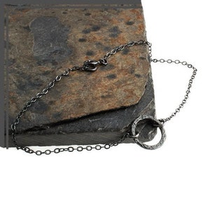 Black Sterling Silver Karma Ankle Bracelet