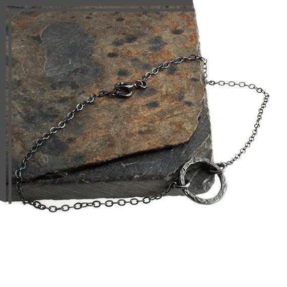 Black Sterling Silver Karma Ankle Bracelet Etsy