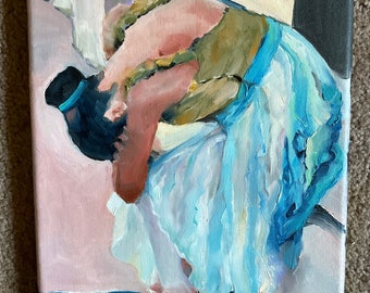 Ballerina painting, dancer, ballet, exhausted, canvas painting, living room art, home decor, wall decor