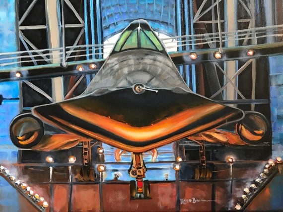 Jet painting, Spaceship, military art, patriotic art, blackbird, jet, space museum,