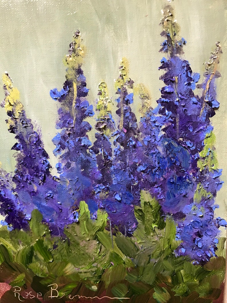 Purple flowers, small painting, secret Santa gift, office gift, lavender, salvia 