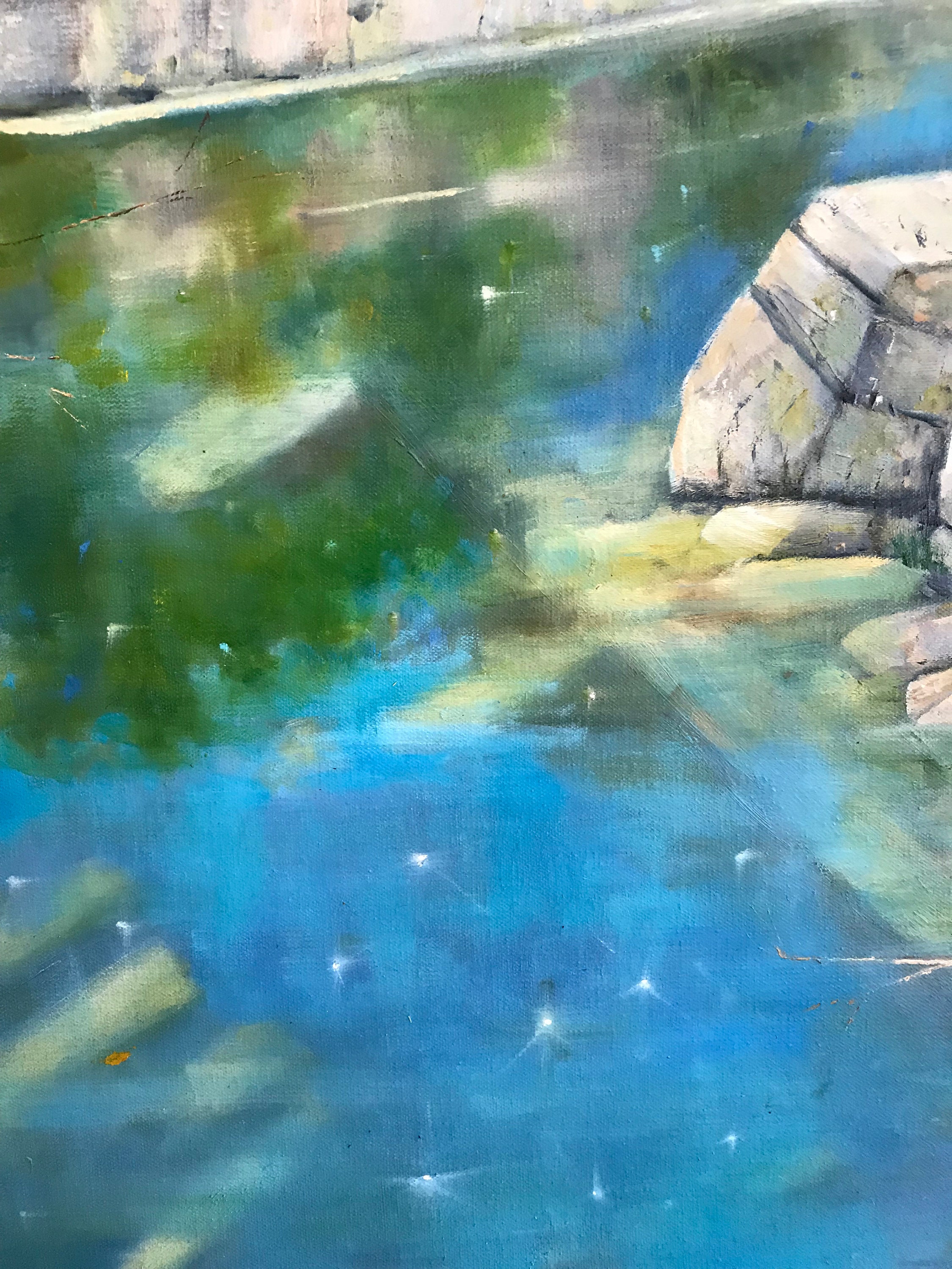 Quarry Painting, XLPainting, Indiana limestone quarry, quarry swimming