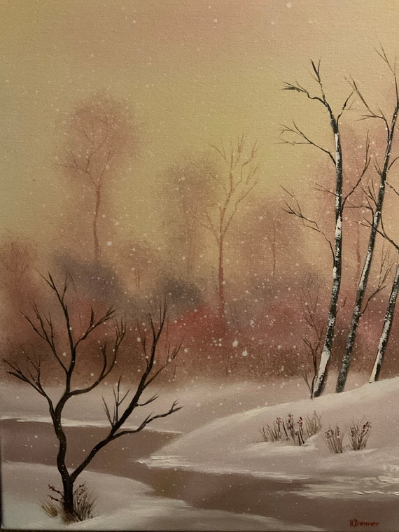 Winter Painting, Snow Painting, Large Painting, Pastel Color