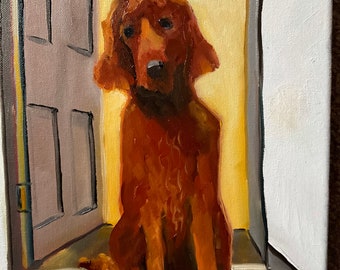 Dog Painting, Irish Setter, canvas painting, gift for a dog lover