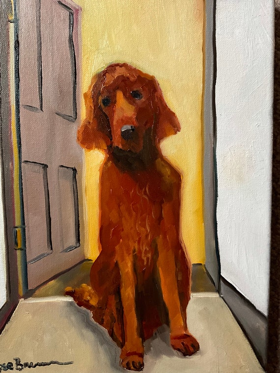 Dog Painting, Irish Setter, canvas painting, gift for a dog lover